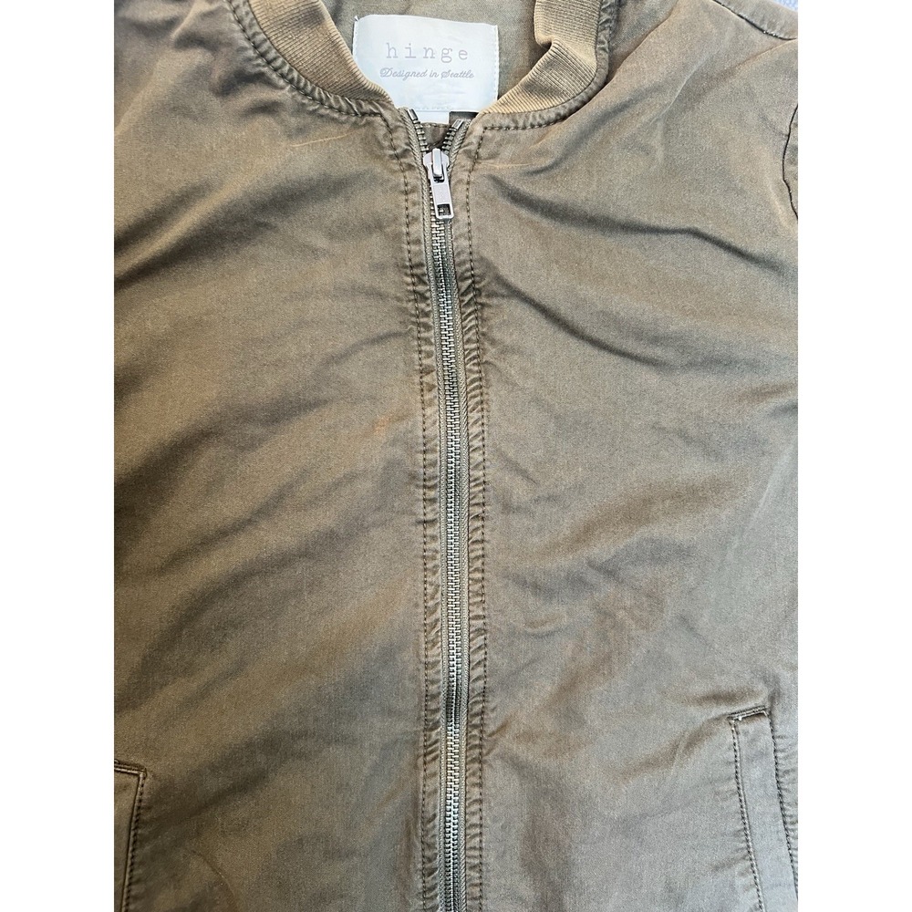 Hinge Olive Bomber Jacket Women's XS Zip Front Lightweight Seattle - Picture 4 of 12